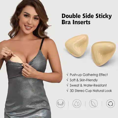 1/2 Pair Ultra Boost Inserts Double-Sided Adhesive Pads Sticky Bikini Padding Inserts for Sports Bra