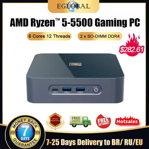 Eglobal AMD Ryzen 9 5900hx Mini PC Gamer Windows 10/11 Gaming64GB DDR4 2*M.2 NVMe SSD 2*LAN Gaming P