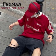 【From Perak】ProMan winnersquad t shirt Preppy Letter Pattern Contrast Binding T-Shirt for Women Hip 