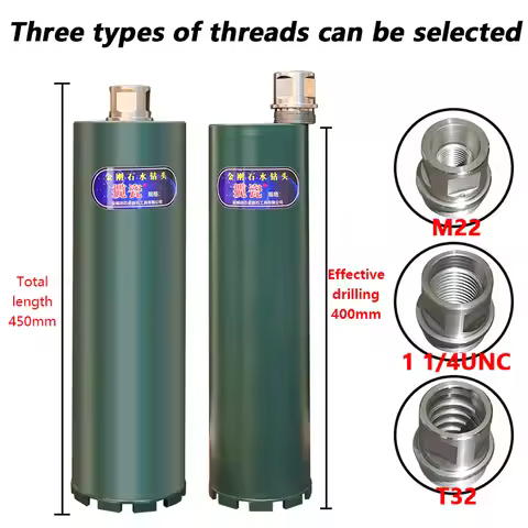 Diamond Core Drill Bit 1 1/4UNC T32 M22 With a Diameter of 25mm-200mm Total Length 450mm Sharp Reinf