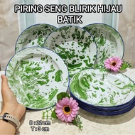 HIJAU Blirik Enamel Plates 6 Pcs - Green Vintage Plates Size 22 Cm - Stainless Enamel Dinner Plates 