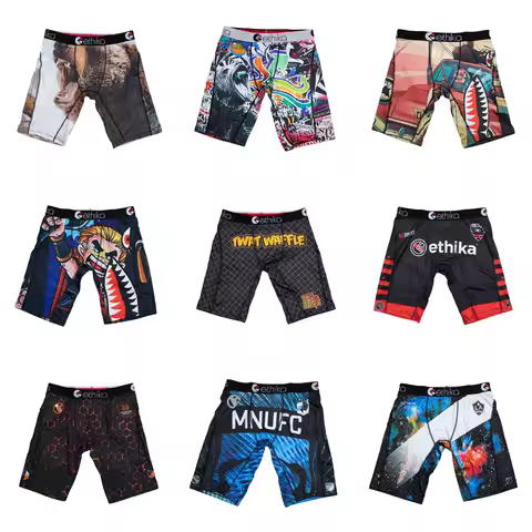 ETHIKA 1Pcs Men Underwear Boxers Breathable Mesh Crotch Man Underpants Plus Size L-3XL Mens Panties 