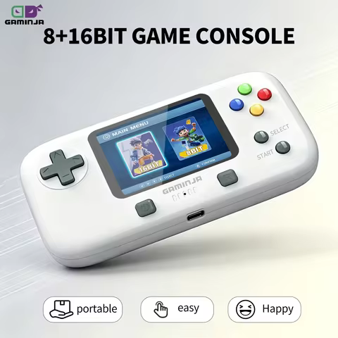 GAMINJA GC76P Game Console Mini Video Game Console 8+16 Bit 300 Built-in Games 2.8 Inch Portable Ret