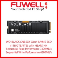 WD BLACK SN850X (1TB/2TB) Gen4 M.2 NVME SSD with HEATSINK [ Sequential Read 7300MB/s / Sequential Wr