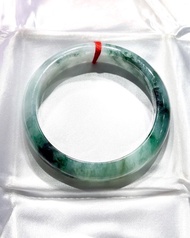 冰種 緬甸翡翠 天然A玉 玉鐲 • 糯冰種花青飄花翡翠福鐲