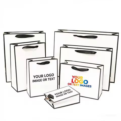 10 Pcs Custom Your Name Brand Paper Gifts Bags For Small Business Jewelry Package Bags Clothes Packa