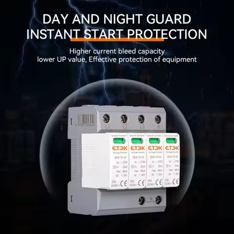 ETEC House Surge Protective Device Protector Arrester Protection Type T2 SPD AC 2P 3P 4P 20KA~40KA 2