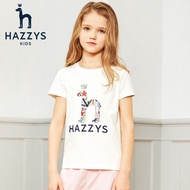 HAZZYS品牌哈吉斯童装男女童T恤夏季中大童纯色大logot恤儿童 本白 110cm