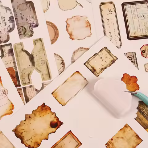 JAIIMAN126-261pieces Vintage Label Paper Self-adhesive Sticker,for Tag Decoration,Scrapbooking Suppl