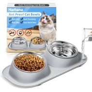 Ant Away Mangkuk Kucing Tinggi Keluli Tahan Karat dengan Penyangga - Set Mangkuk Makanan dan Air Ber