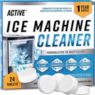 ACTIVE Ice Machine Cleaner Maker Descaler - 24 Clean Tablets Compatible with Frigidaire, Opal, GE Pr