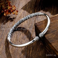 Silver Bracelet Gold Cudgel Lotus9999Thai Silver Gift Cloud Pattern Solid Bracelet Pure Silver Niche