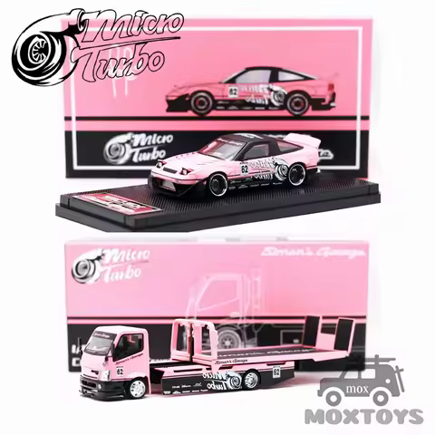 Micro Turbo x Simons Garage 1:64 SlMON'S GARAGE Custom Tow Truck / S13 Silvia 180SX Pandem #62 Pink 