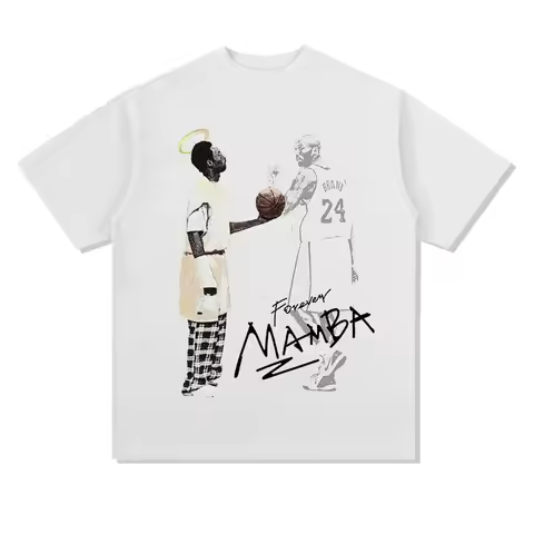 Kobe Bryant 100% Men's Shirt Basketball Jersey Portrait Commemorative Shirt Summer Oversized Women's