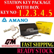 ( Package D ) Amano Station Key Watchman Clock Key With Box - Amano Key No 1,2,3,4,5+ Box