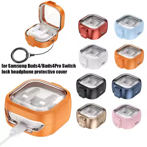 Clear Protective Case for Samsung Galaxy Buds 4 /Buds 4 Pro, Keychain Shockproof Secure Lock Case Co