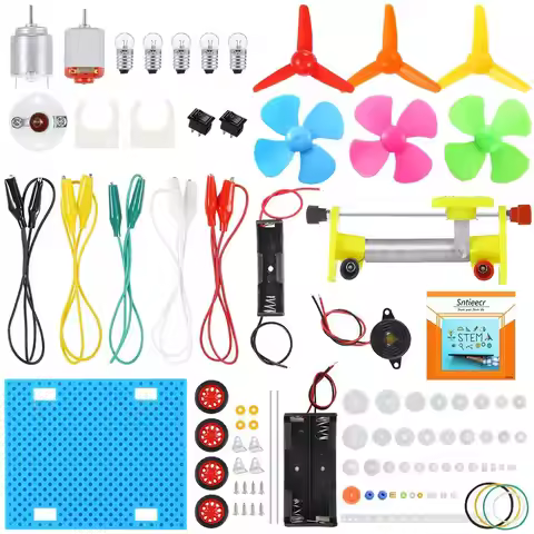 DC motor Electric Circuit Learning Kit, Assemble Physics Science Education for Student DIY STEM Scie