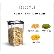 M6B7 Plastic Dry Food Container, Transparent Plastic Cereal Container with Sealed Moisture-Proof Lid