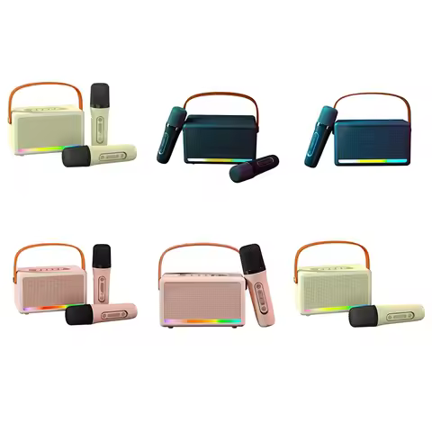 Karaoke Machine For Kids Adults Mini Portable Bluetooth Karaoke Speaker With Wireless Microphone LED