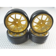 "I-RC" 1/10 Remote Control Car Like Real Drift Tire Frame Set Car, One Four Wheels, Gold (KF28216)