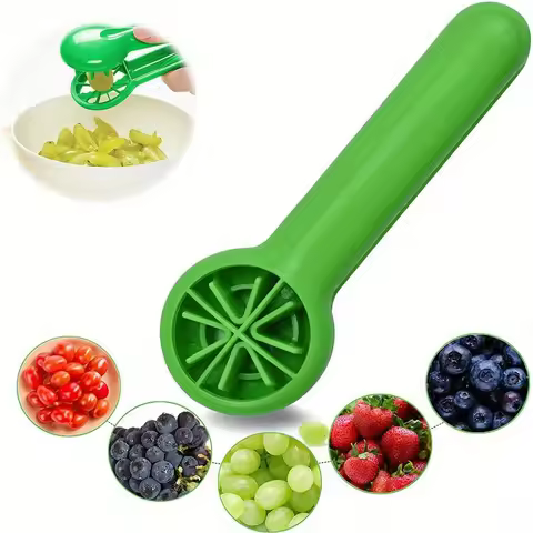 1Pc Grape Slicer, Tomato Cherry Strawberry Slicer, Green Multifunctional Vegetable and Fruit Slicer,