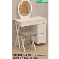 Turin Round Glass Dressing Table - Make Up Table Free Chairs - Tiolet Minimalist LED Lights - Medan