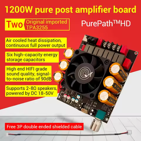 ZK-6002 DC18-50V Pure Power Amplifier Board 2.0 600W+600W Stereo Audio Amplifier Module TPA3255 Ampl