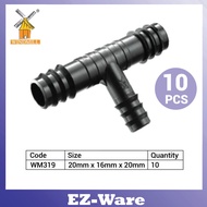 (10pieces) WM319 Windmill Reducing Tee 20mm x 16mm x 20mm, Garden Irrigation Fittings