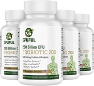 Cfuful Probiotics for Women and Men - 200 Billion CFU 12 Strains Probiotic for Digestive Immune &amp; Gut Health, with Organic Prebiotic Shelf Stable Probiotic Supplement for Bloating 240 Capsules 240 Count (Pack of 4)