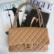 ::CHANEL:: A94024 奶茶色三層肩背銀鏈包