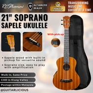 21 inch Soprano Ukulele with Pickup EQ Plugin Sapele Wood KAPPA RCStromm Gamma Chelldee 4 nylon stri
