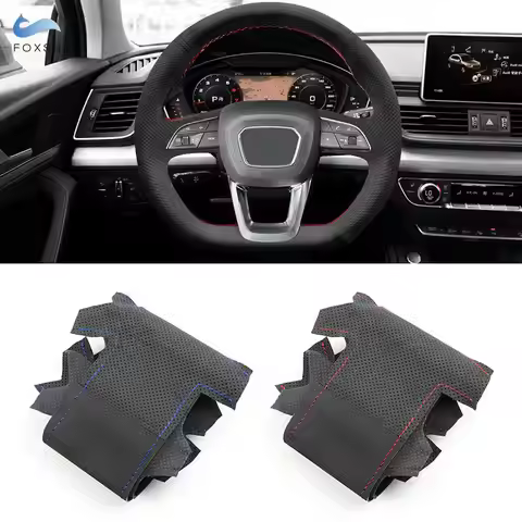 For Audi (D Shape) Q3 F3 Q5 SQ5 FY Q7 SQ7 4M Q8 2018-2022 Hand-stitched Suede Leather Car Interior S
