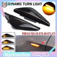 [HoME&amp;life] 2Pcs Smoked Car Dynamic LED Side Marker Light Turn Signal Light For-BMW X3 F25 X5 E70 X6 E71 E72 2008-2014