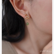 Fresh Fan Hetian Jade New Chinese Style Ear Bone Clip Niche Earrings Without Pierced Ear Clip Design