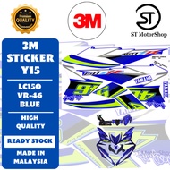 Sticker Cover Set Y15 YAMAHA Y15zr Coverset Stripe Y15 Body Cover Stiker Lc150 Vr46 Blue 3M Sticker 