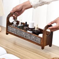 Vintage Solid Wood Washstand Storage Rack, Wooden Cosmetic Organizer, Bathroom Sink Countertop Shelf