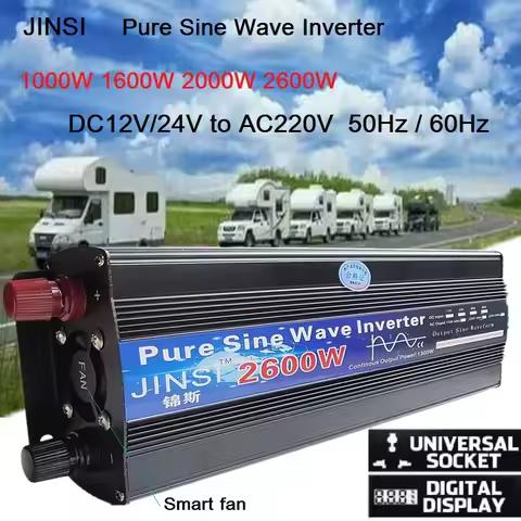 Pure Sine Wave Inverter 12V/24V 220V 1000w 2000w 2600W Voltage transformer Power Inverter DC12V to A