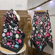Adeline BLACK MOTIF VOAL HIJAB//HIJAB DENAY RECTANGULAR FLOWER MOTIF SERIS ADELINE//HIJAB MURCE