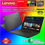 #1577 USED LENOVO IDEAPAD GAMINIG LAPTOP AMD RYZEN 7-6800H 16G 512SSD RTX 3050 4G WIN11 1YEAR WARRAN
