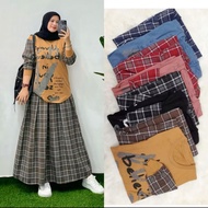 Berna Viral Believe flannel skirt suit, one set of plaid skirt flannels