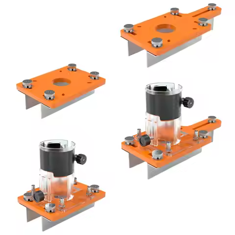 Woodworking Router Base Adjustable Slotting Bracket for Mini Router Wood Trimmer 64 to 65mm for Furn