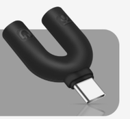 全城熱賣 - type-c圓孔音頻轉接頭馬卡龍色U型轉換頭電腦K歌圓孔轉接二合一（黑色）