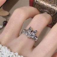 New Retro Distressed Nine-Tailed Fox Ring New Chinese Style Lucky Fortune Taji Index Finger Ring Gir