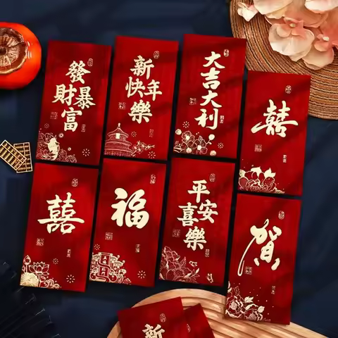 4pcs Velvet 2026 Horse Year Red Envelope Hot Stamping Hard Paper Lucky Money Envelopes Traditional T