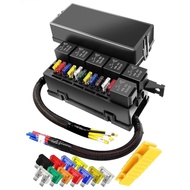 12V Fuse Relay Box Waterproof Fuse Relay Block Kit11Road Relay Fuse Box
