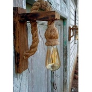 Lampu gantung aestetic lampu antik tali tambang / lampu gantung kayu