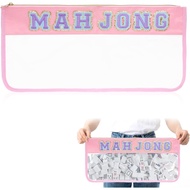 Beg Jubin Mahjong Amerika, Beg Mahjong dengan Zip, Perjalanan Kalis Air yang Jelas dengan Sulaman Hu