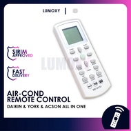 LMY_ Universal Air Conditioner Remote Control Aircon Daikin York Acson Timer Aircon Aircond Alat Kawalan Cooling Control