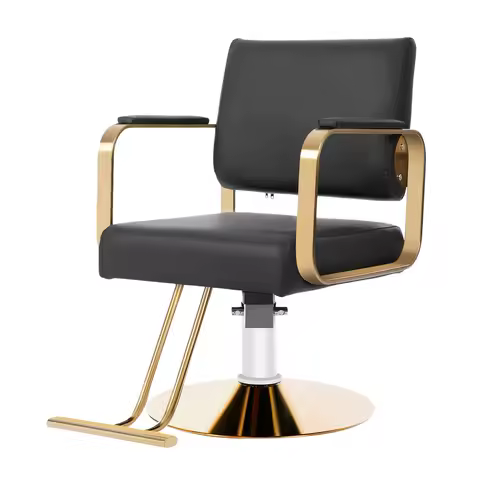 360-Degree Rotating Chair In The Hair Salon 440.92lbs Load 31.9-35.4in Height Black Golden Suitable