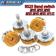 2PCS RS25 band switch 2P4T 2P5T 2P6T 3P3T 3P4T installation rotary switch selector band pole knob sw